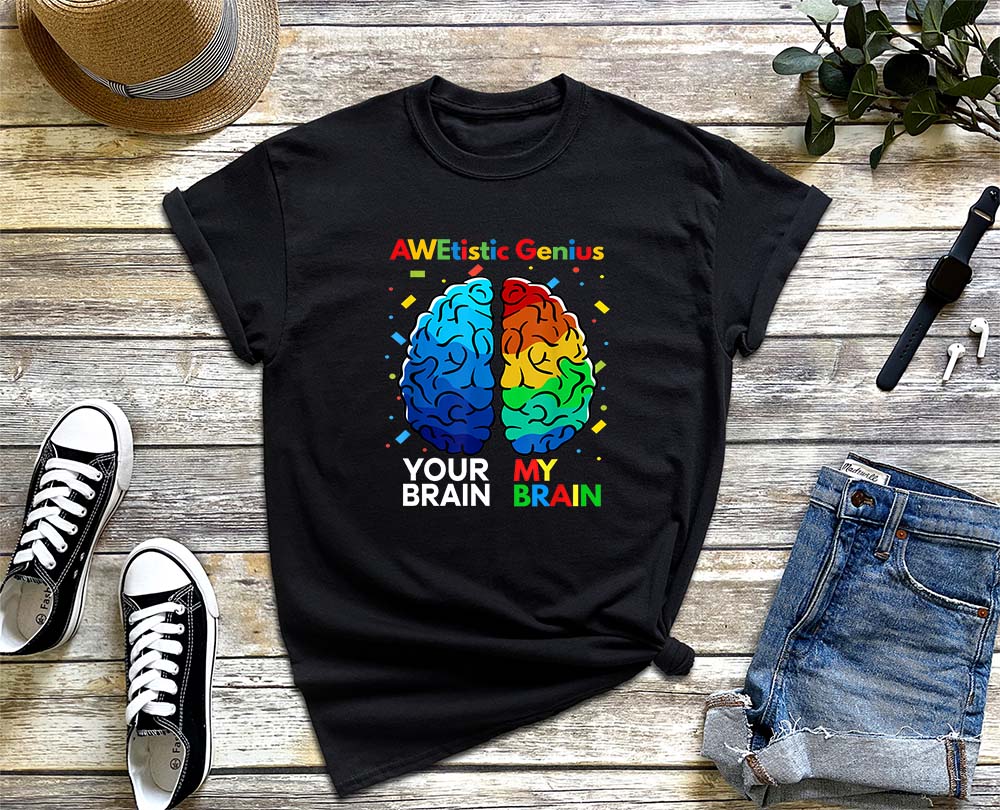 Autism Awetistic Genius Brain Autistic T-Shirt, Everyone Communicates Differently, Autism Shirt - Printiment