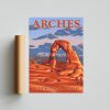 Arches National Park Vintage Style Travel Poster, National Park Travel Wall Decor Office
