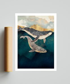 Whale Elegant Poster, Whale Couple Elegant Art Print & Poster, Art Poster Wall Decor Office, Gifts for Someone