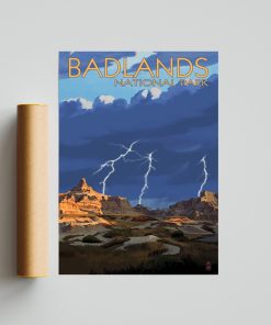 Badlands National Park Vintage Style Travel Poster, WPA Vintage Style Travel Poster, Home Decor