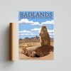 Badlands National Park Black-Tailed Prairie Dog Poster, WPA Vintage Style Travel Poster, Retro Travel Wall Decor Office, Home Decor