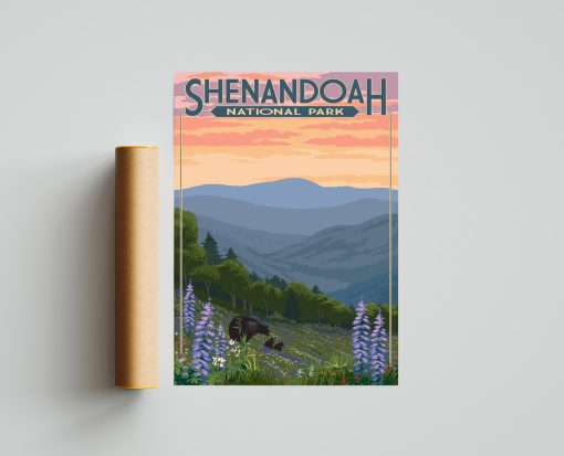 Shenandoah National Poster Decorative, WPA Vintage Style Travel Poster, Retro Travel Wall Decor Office, Paintings & Wall Art
