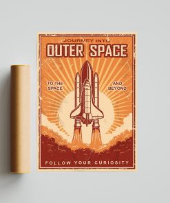 Outer Space Vintage Poster, Vintage Space Posters & Prints, Art Poster Wall Decor Office, Home Decor