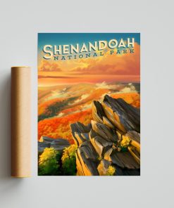 Shenandoah National Park Vintage Style Travel Poster, Retro Travel Wall Decor Office, Shenandoah National Park WPA Poster