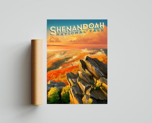 Shenandoah National Park Vintage Style Travel Poster, Retro Travel Wall Decor Office, Shenandoah National Park WPA Poster