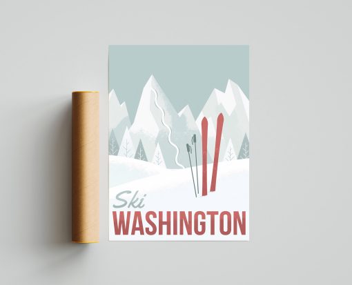 Ski Washington Travel Poster, Wall Decor, Winter Sports Print Poster