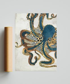 Underwater Dream Poster, Octopus Print Poster, Wall Art Poster, Color Elegant Art Print & Poster