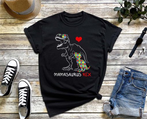 Mamasaurus Rex Autism Awareness Autistic Kids Mother's Day T-Shirt