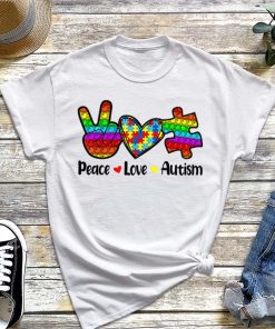 Peace Love Autism Poppin Autism Awareness Month Fidget Toy T-Shirt