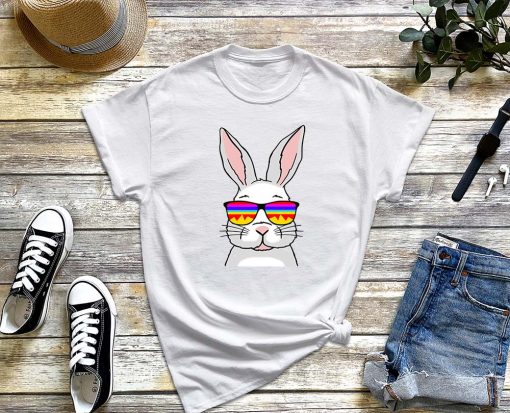 Bunny Face With Sunglasses T-Shirt, Easter Day Shirt, Easter Bunny With Sunglasses, Cool Easter Tee