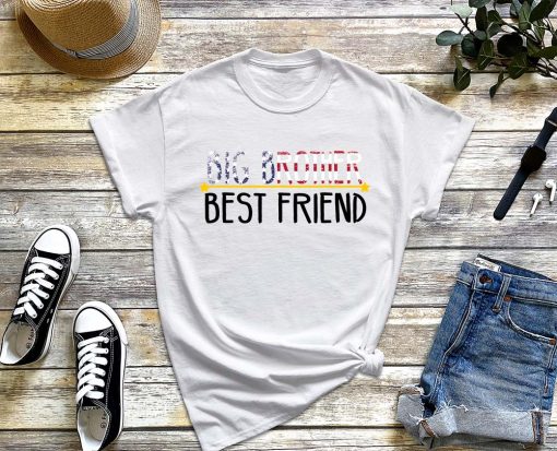 Big Brother Best Friend T-Shirt, American FLag Big Brother Shirt, National Siblings Day, Promoted Brother Tee, BFF Shirt