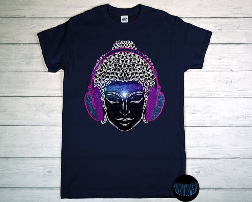Buddha T-Shirt, Buddha Headphones Shirt, DJ Headphone Buddhist Art Gautama, Amitabha Buddha Day, Vesak Day Tee
