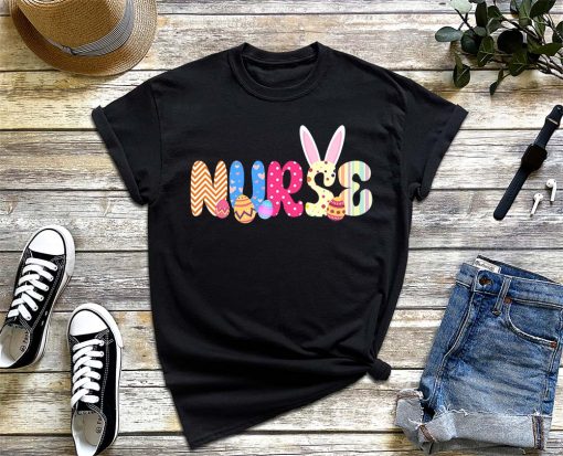 Nurse T-Shirt, Easter Nurse Shirt, Bunny Nurse Egg Easter Day Floral Gifts, Nursing School Tee