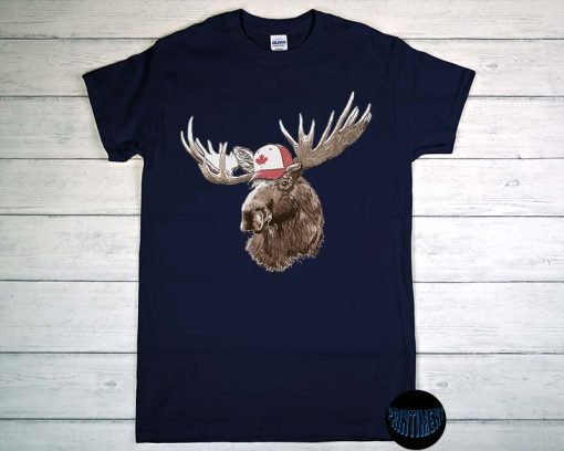 Canada Moose T-Shirt, Canadian Moose Shirt, Hot Summer Casual, Moose Gift, Canadian Gift, Canada Flag, Canada Wildlife Tee