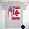 Canadian Roots Half American Flag T-Shirt, Maple Leaf Canadian Shirt, American Canadian Flag Shirt, Canada Day Gift