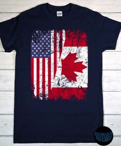 Canadian Roots Half American Flag T-Shirt, Maple Leaf Canadian Shirt, American Canadian Flag Shirt, Canada Day Gift