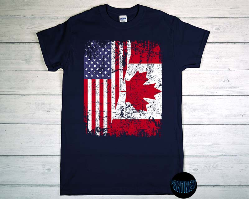 Canada T-Shirt Torn Canadian Flag Mens The Maple Leaf Ice Hockey
