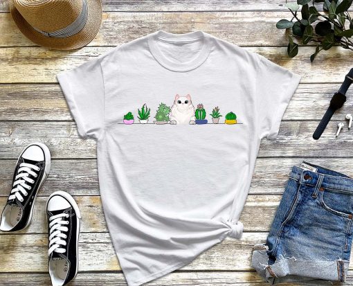 Cats & Plants Cat Mom T-Shirt, Plant Lady, Planting Gardening, Gardener T-Shirt, Crazy Cat Lady, Cat Lover Tee