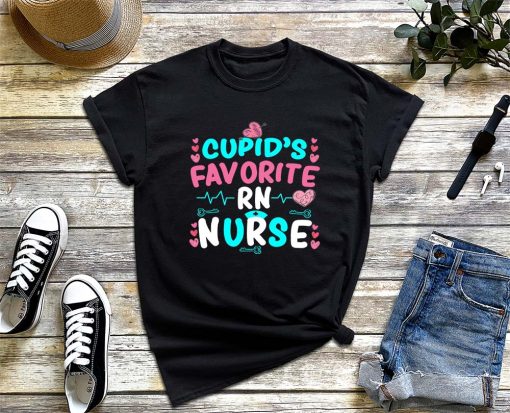 Cupid's Favorite RN Nurse T-Shirt, Funny Valentine's Day Nurse, Nurses Gifts, Nurse Lover Shirt