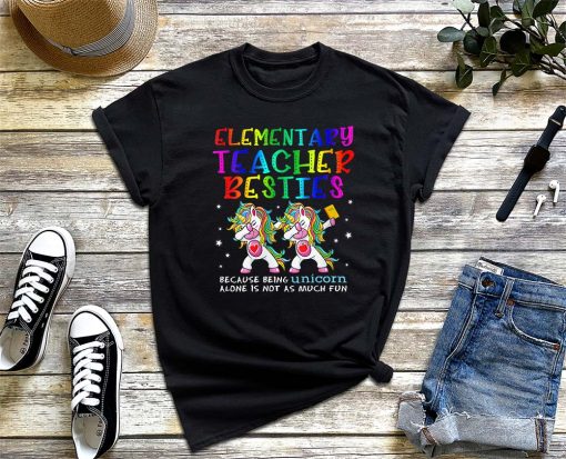 Elementary Teacher Besties T-Shirt, Teacher Besties, Teacher's Day, Best Friend Raglan, Teacher Unicorn Shirt