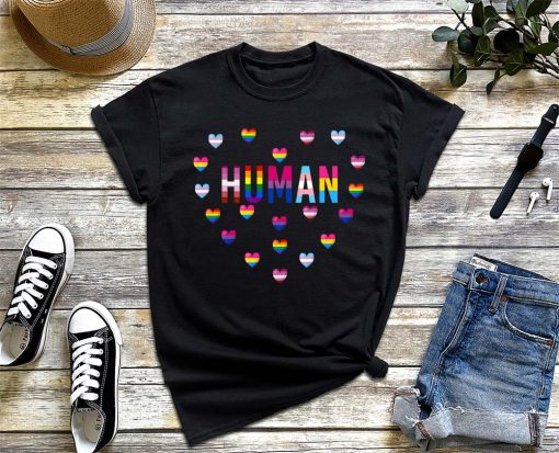 Human Equality T-Shirt, LGBT Shirt, Human Rights Shirt, Flag Gay Pride Month, Transgender Rainbow Shirt, Gay Pride Tee