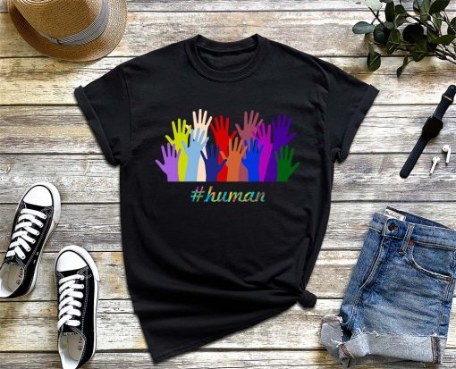 Human LGBT T-Shirt, Flag Gay Pride Month, Transgender Rainbow Shirt, Lesbian Tye Die Tee, Human Equality Shirt