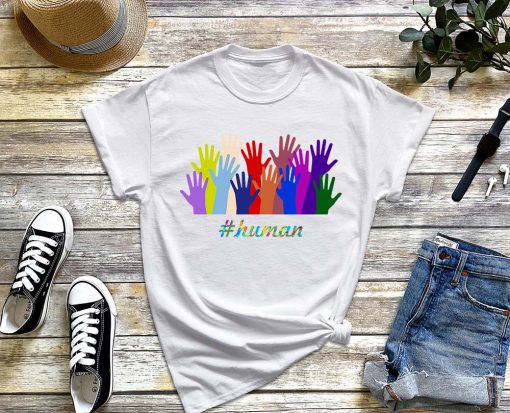 Human LGBT T-Shirt, Flag Gay Pride Month, Transgender Rainbow Shirt, Lesbian Tye Die Tee, Human Equality Shirt
