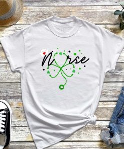 Irish Nurse Stethoscope Scrub T-Shirt, St.Patrick's Day Nurses Shirt, Shamrock Lucky Nurse Gift, Nurse Day Tee