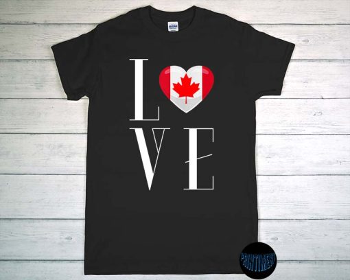 Love Canada T-Shirt, Canada Flag Shirt, Maple Leaf Shirt, Canada Day Shirt, Canadian Leaf Shirt, Canadian Flag Love Heart
