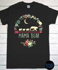 Mama Bear T-Shirt with Four Cubs, Floral Mother's Day Shirt, Cute Mom Shirt, Mom Life Tee, Gift For Mothers
