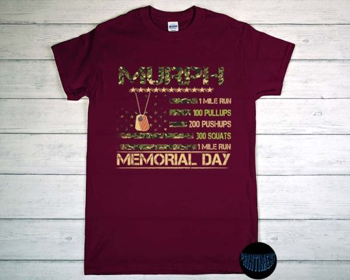 Murph Challenge 2022 T-Shirt, Memorial Day Workout WOD Camo Gym Gear, Memorial Day Dog Tags, WOD Obsessed Memorial Day Shirt