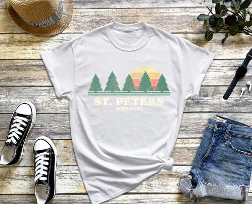 St. Peters MO Vintage Throwback Tee Retro 70s T-Shirt, Retro Sunset St. Peters Shirt