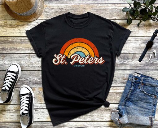 Retro St. Peters Missouri T-Shirt, MO Vintage Rainbow, St. Peters Missouri Tourist, St. Peters Hometown