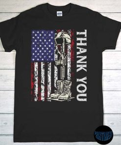 Thank You Patriotic T-Shirt, Memorial Day Shirt, 4th Of July US Flag Shirt, Vintage USA Flag, American Veteran Tee, Veteran Day Gift