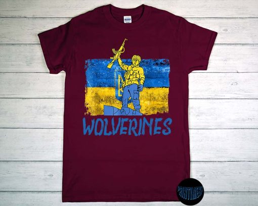 Ukraine Wolverines Love Support T-Shirt, The Adam Kinzinger Wolverines Ukraine Flag Shirt, I Stand with Ukraine Wolverines Tee