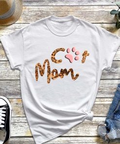 Cute Leopard Cat Mom T-Shirt, Best Cat Mom Ever Bump Fit Mother's Day, Cat Lover Gift, Pet Lover Shirt