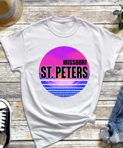 Vintage Lake St. Peters Vaporwave Missouri T-Shirt, Vintage City Sunset, City Of Missouri Shirt, Missouri Gift