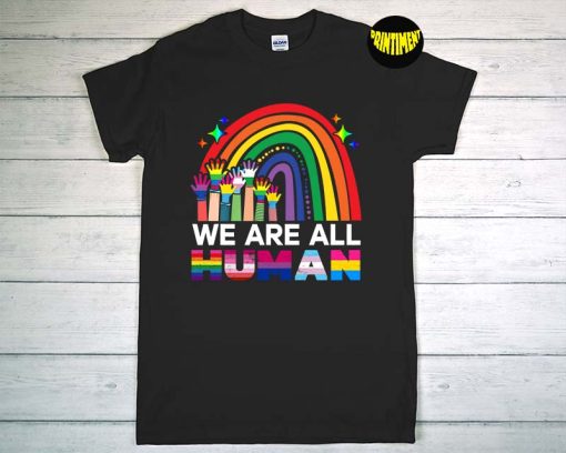 We Are All Human T-Shirt, Human Rights Shirt, LGBTQ Shirt, Pride Ally LGBT Flag, Equality Tee, BLM Shirt