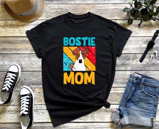Vintage Bostie Mom T-Shirt, Awesome Puppy Pet Dog Lovers Shirt, Bostie Dog Mom Tee, Mother’s Day