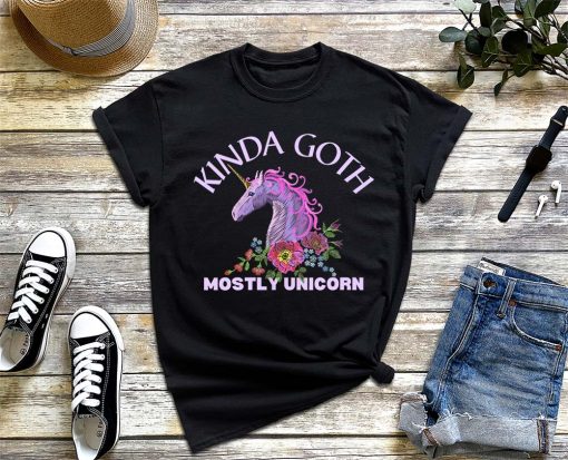 Kinda Goth Mostly Unicorn T-Shirt, Funny World Goth Day Shirt, Unicorn Goth, Pastel Goth Shirt, Unicorn Tee