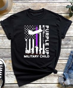 Purple Up Military Child US Flag T-Shirt, Month Of The Military Child Shirt, Purple Up Awareness Tee