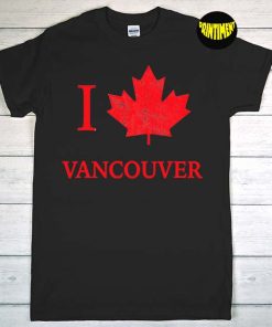 I Love Vancouver T-Shirt, Canada Day Shirt, Canadian Maple Leaf Heart Shirt, Minimalist Canadian Flag Unisex T-Shirt