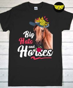 Derby Day Big Hat and Horse T-Shirt, Kentucky Derby Shirt, Horse Hat Flowers Shirt, Horse Race Lovers
