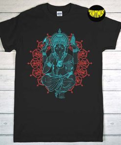 Yoga Namaste Ganesha T-Shirt, Hindu Elephant God Shirt, Ganesh Shirt, Yoga Meditation Vedic India Religion, Simple Elephant God Tee