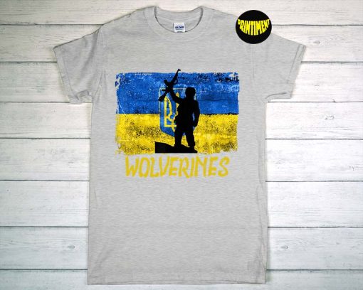 Wolverines Support Ukraine T-Shirt, I Stand with Ukraine Shirt, Anti Russian, Pro Ukraine Shirt, Adam Kinzinger Wolverines Ukraine Tee