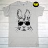 Bunny Face with Sunglasses for Easter Day T-Shirt, Cute Easter Day Gift, Resurrection Sunday Shirt, Rabbit Face Tee