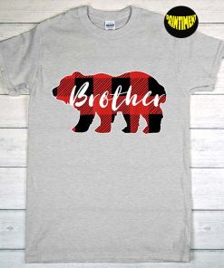 Buffalo Plaid Brother Bear T-Shirt, Pregnancy Reveal Shirt, New Brother Shirt, Gifts for Brother
