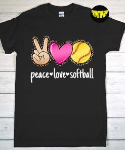 Peace Love Softball Leopard T-Shirt, Show Peace Shirt, Softball Shirt, Softball Player Gift, Peace Tee, Inspirational Shirt