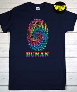 Human LGBT Flag Gay Pride Month T-Shirt, Fingerprint Shirt, Equality Shirt, LGBT Pride Shirt, Human Rights Shirt