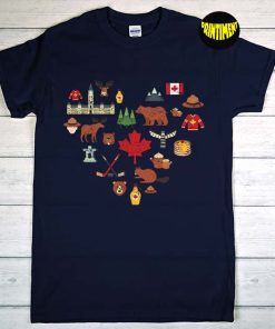 Vintage Canada Day Symbols T-Shirt, Love Heart Canada, Canada Flag Tee, Canada Day Shirt, Maple Leaf Flag Gifts